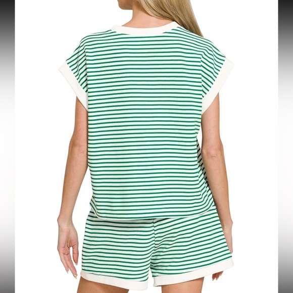 Striped Matching Set In Green - Picture 2 of 2